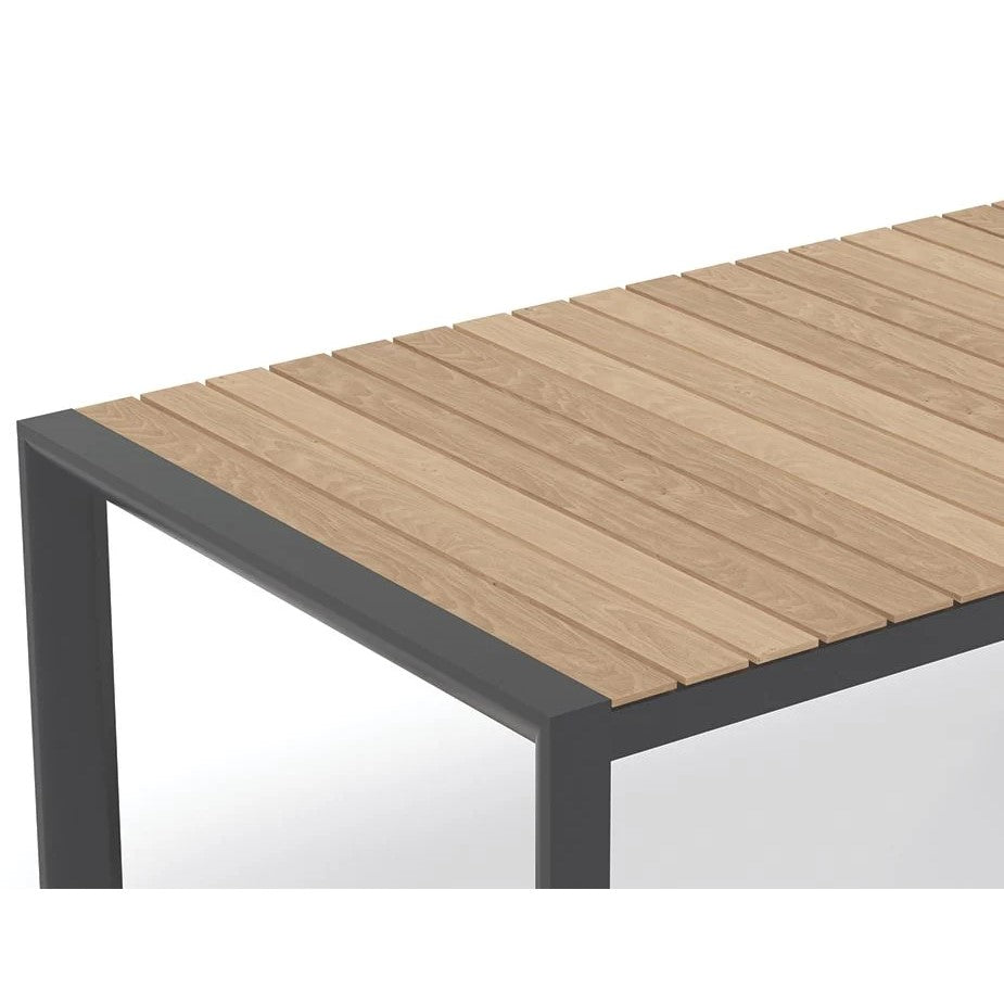 Black Wooden Top Outdoor Metal Bench - 160x100cms