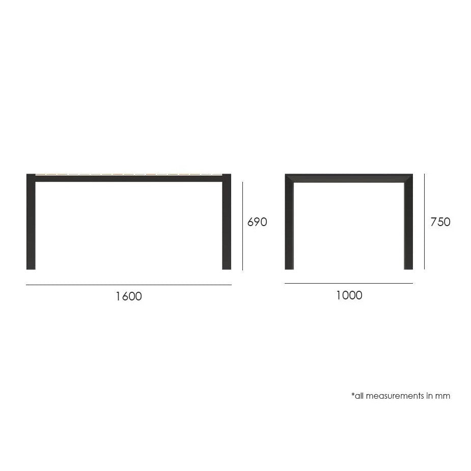 Black Wooden Top Outdoor Metal Bench - 160x100cms