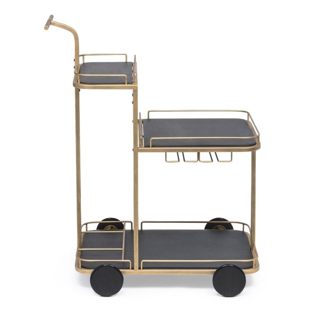 Black & French Brass 3 Tier Drinks Bar Cart