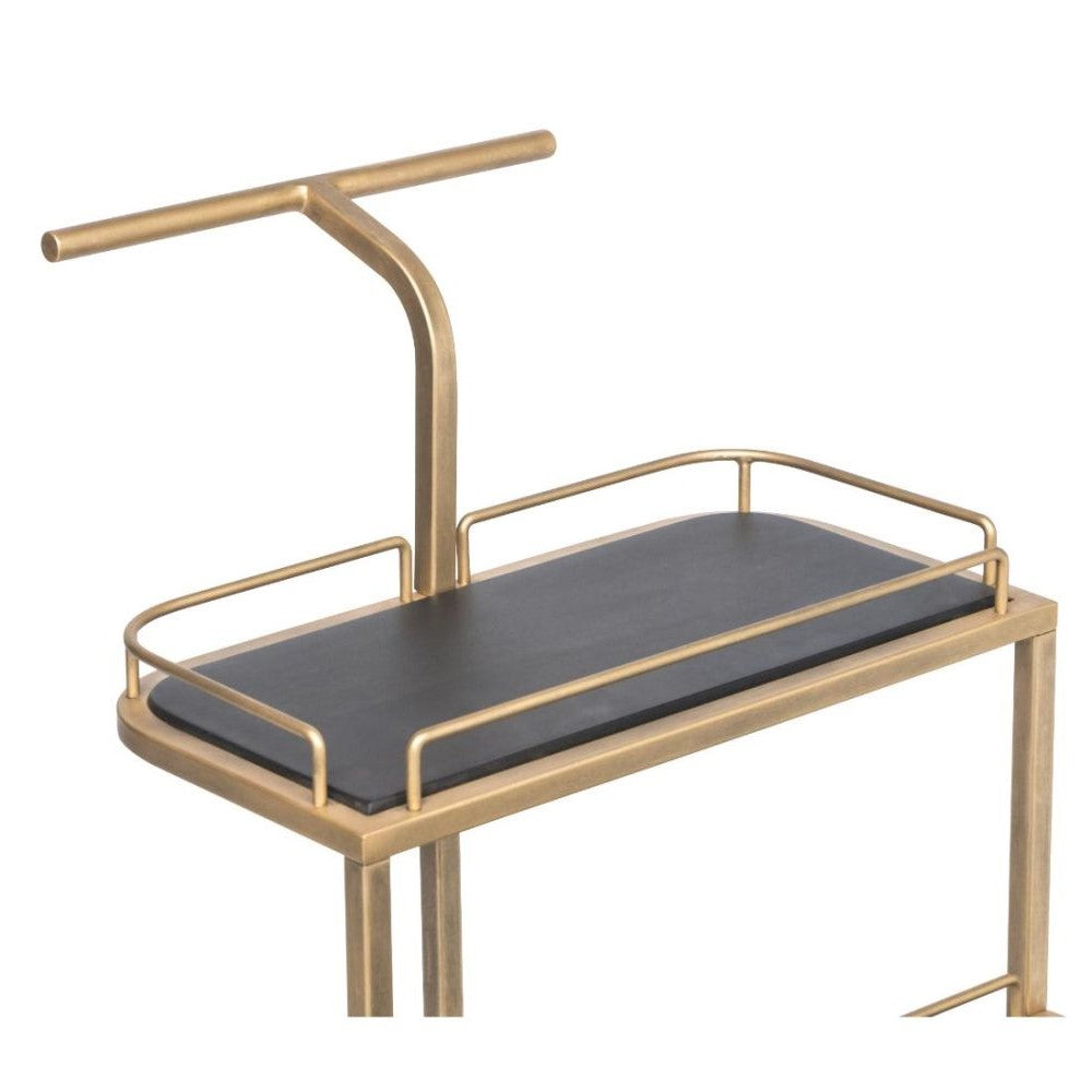 Black & French Brass 3 Tier Drinks Bar Cart