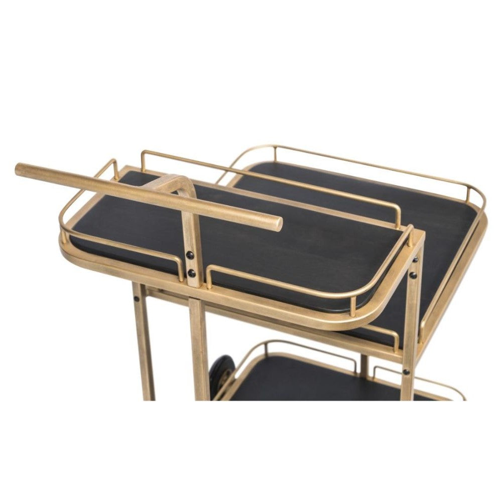 Black & French Brass 3 Tier Drinks Bar Cart