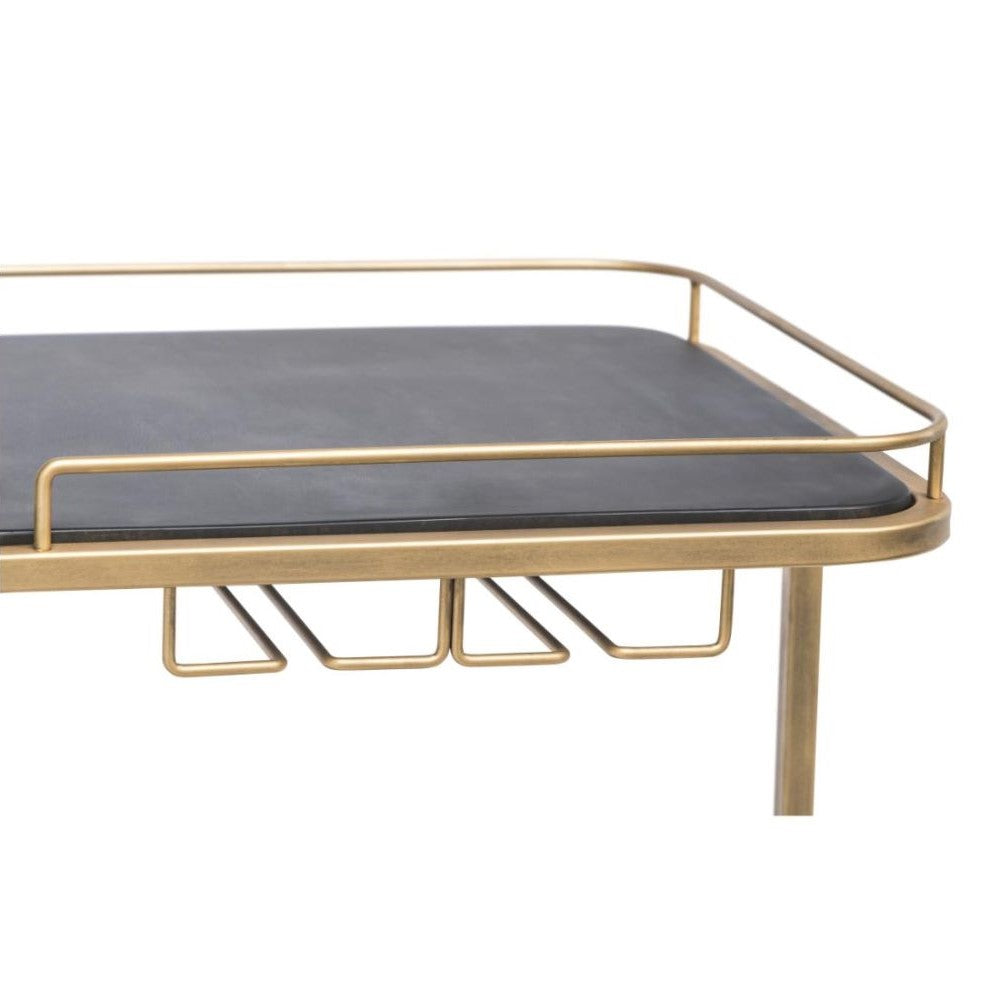 Black & French Brass 3 Tier Drinks Bar Cart