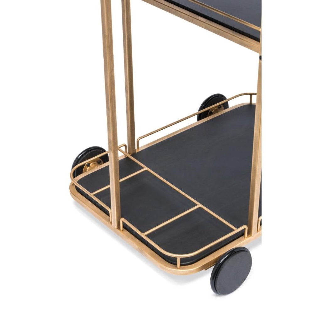 Black & French Brass 3 Tier Drinks Bar Cart