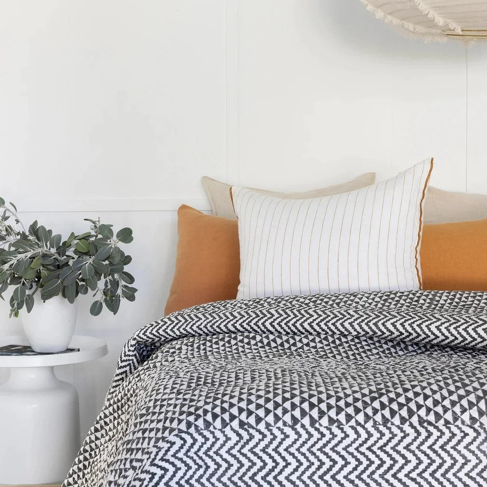 Black and White Geometric Pattern Handmade Quilt