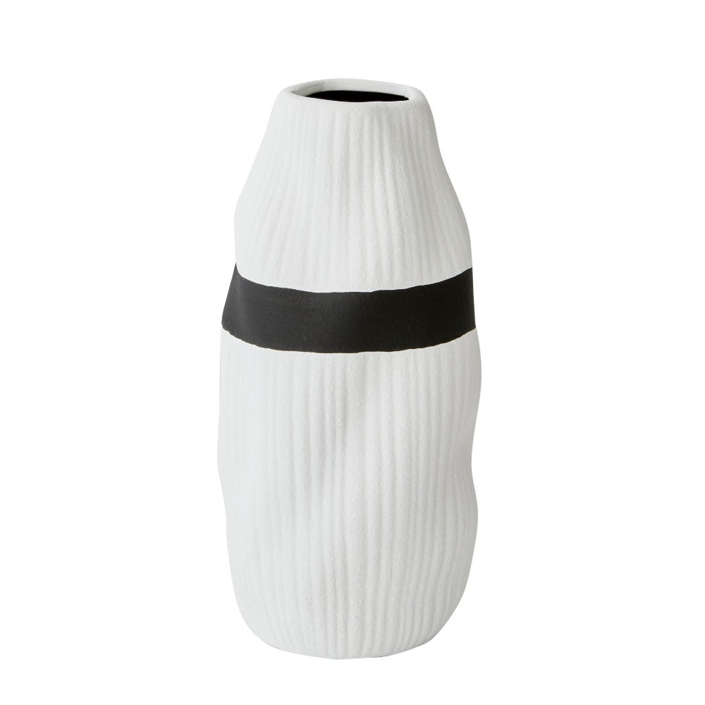 Black and White Palette Ceramic Vase - White
