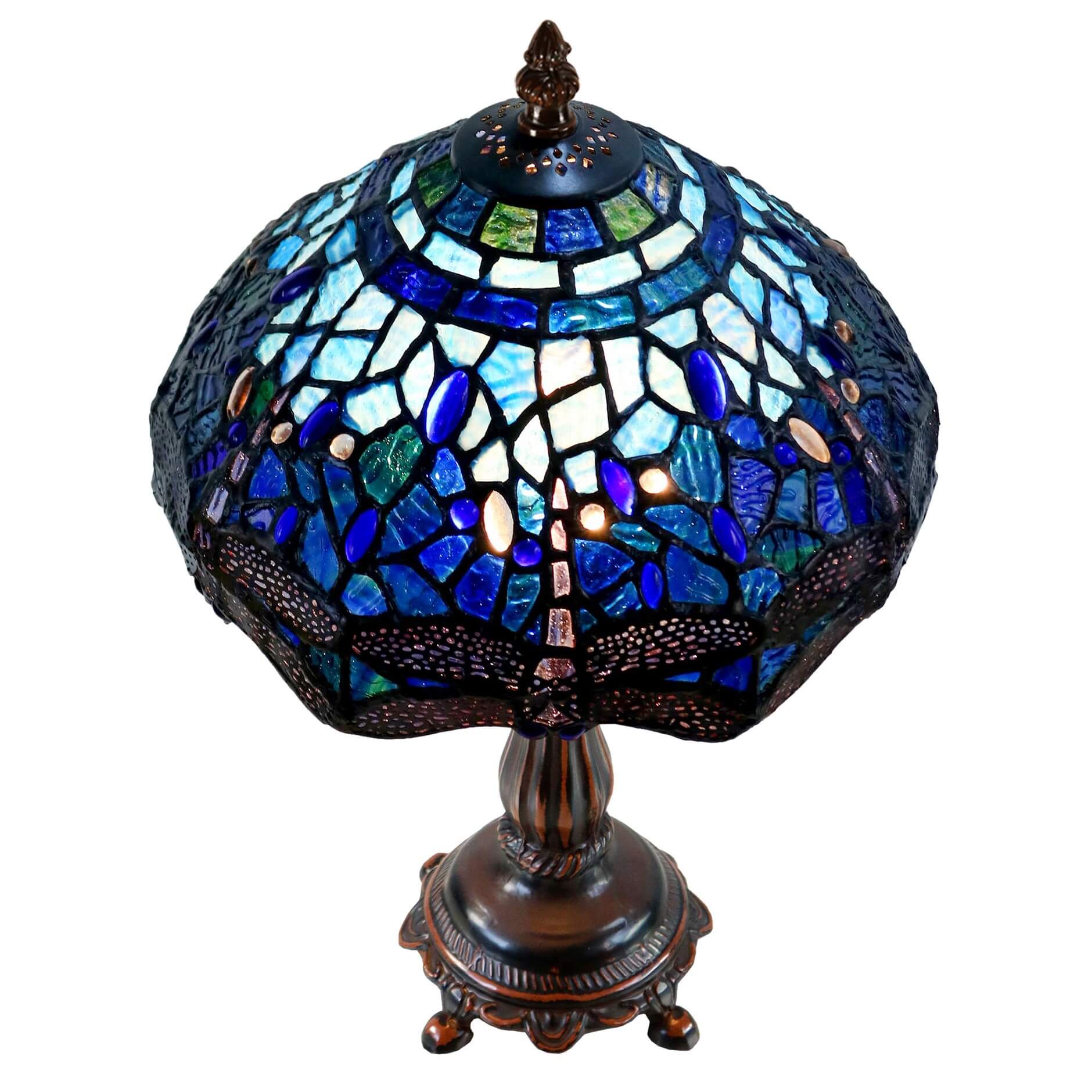 Blue Dragonflies Tiffany Stained Glass Table Lamp (Available in 2 Sizes)