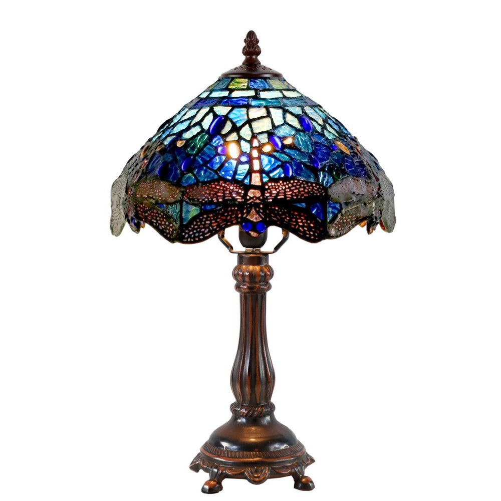 Blue Dragonfly Glass Small Table Lamp