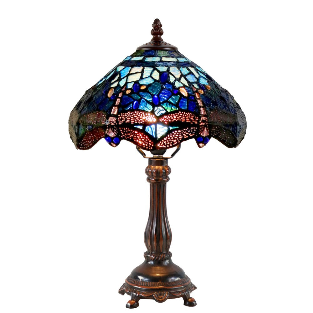 Blue Dragonfly Glass Small Table Lamp