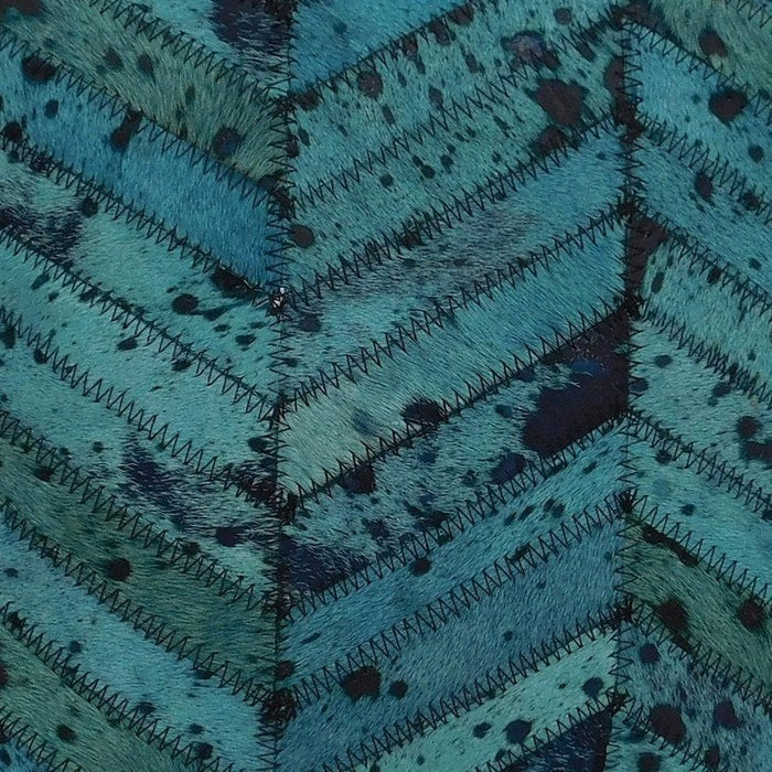 Blue Handmade Cowhide Patched Cushion Cover 40 x 40cms