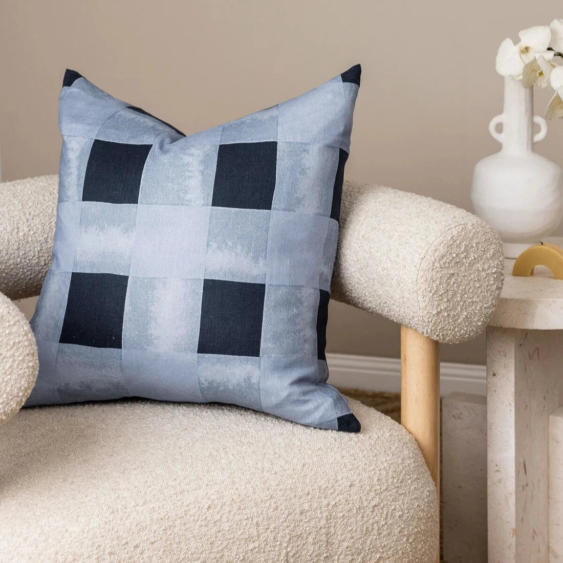 Blue Jeans Linen Cushion with Feather Insert - 60x60cms