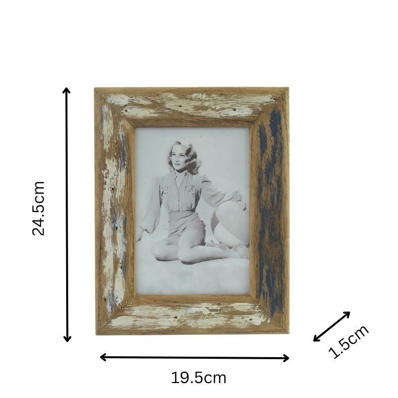 Blue Whitewash Handcrafted Phot Frame - 5x7"