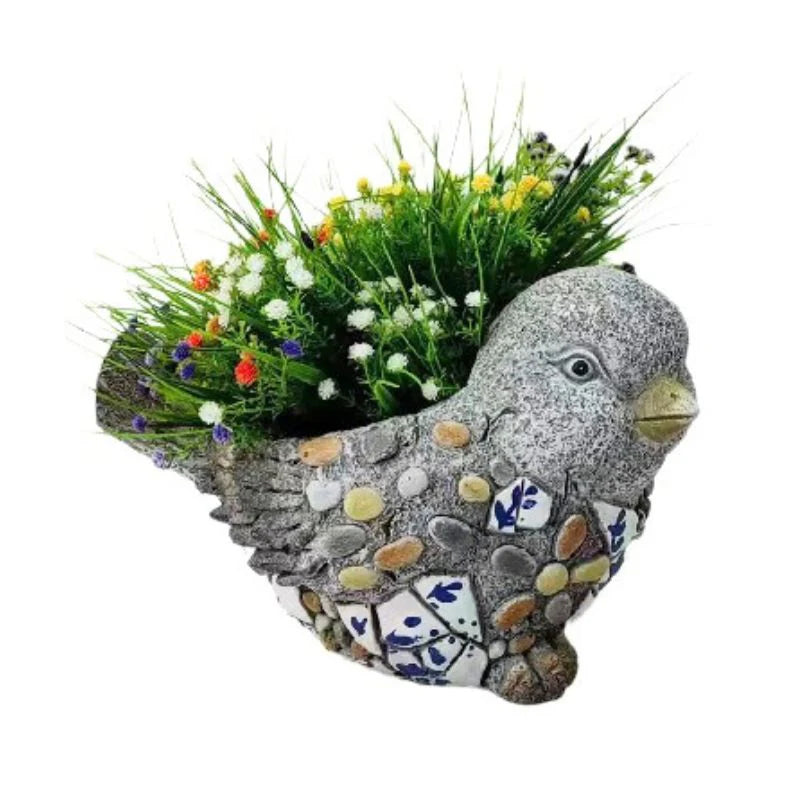 Blue & White Style Bird Planter with Hole - 31.5x21x20.5cms