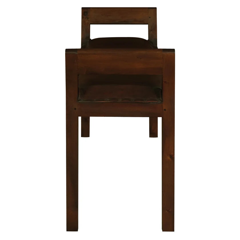 Boston Wooden Large Leather Bench - 130cms