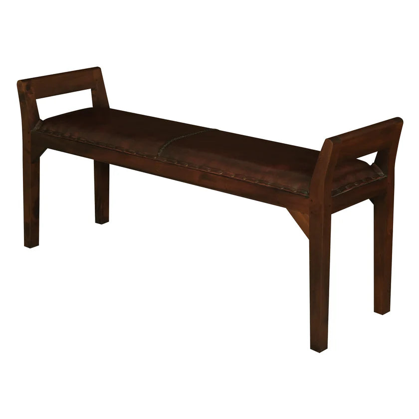 Boston Wooden Large Leather Bench - 130cms