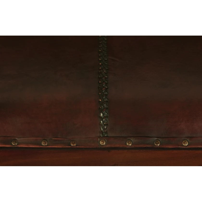 Boston Wooden Large Leather Bench - 130cms