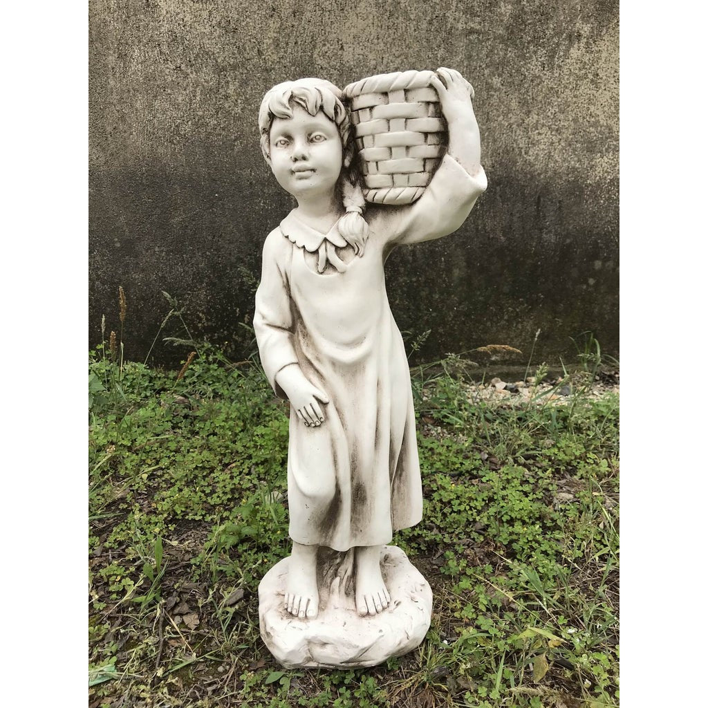 Botanic Girl Holding Basket Planter Statue