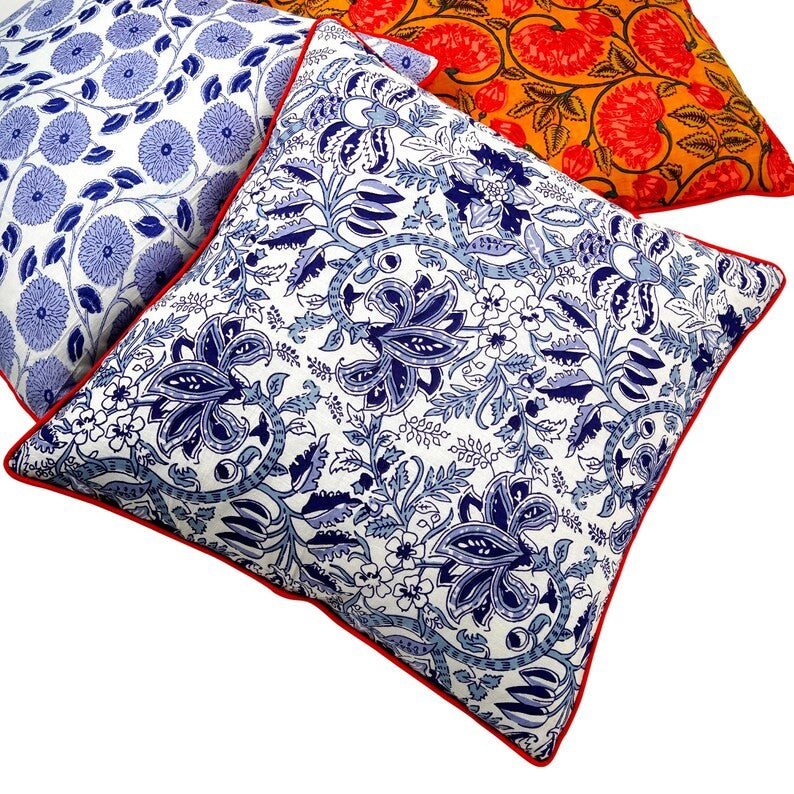 Botanical Harmony Floral Cotton Cushion Cover 50 x 50cms