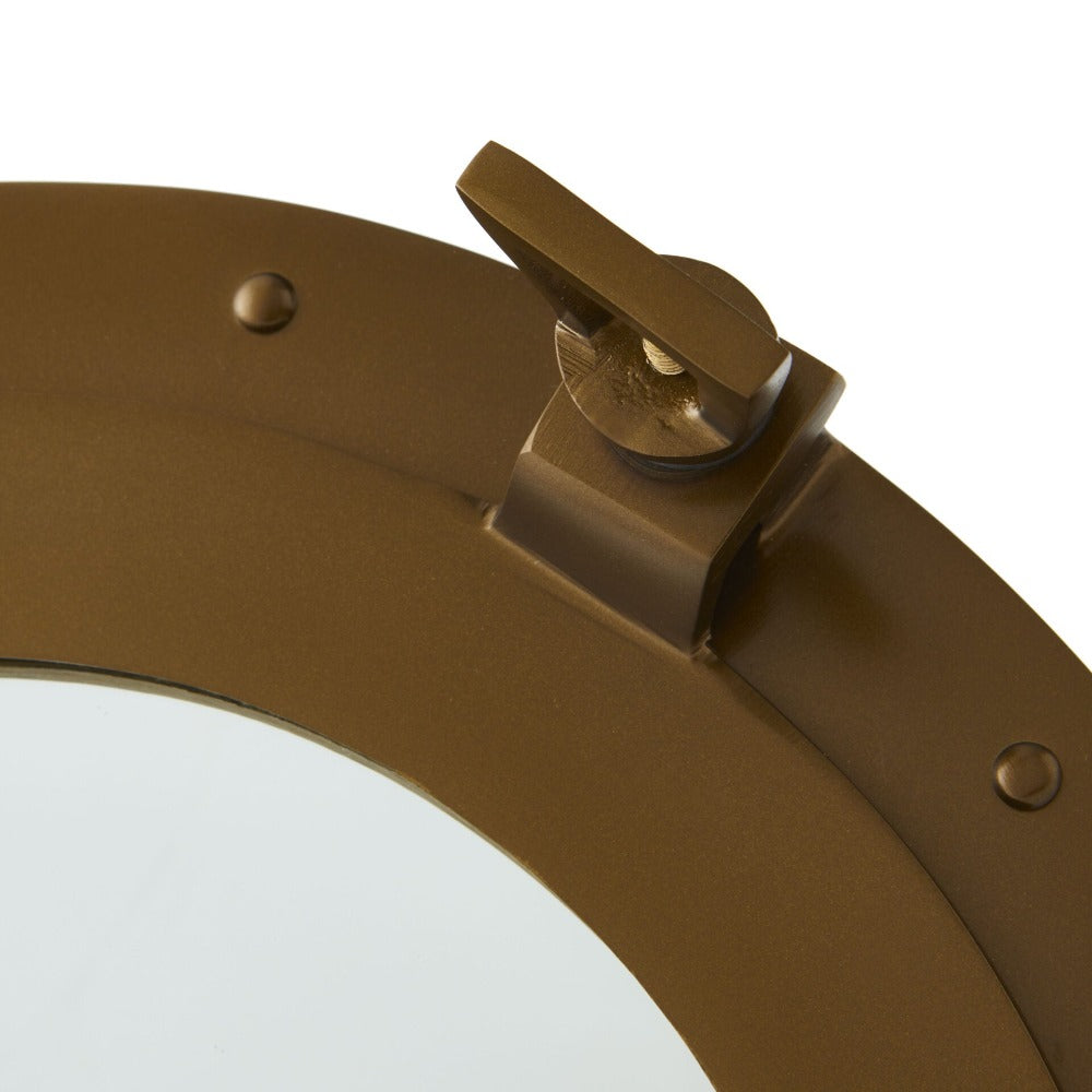 Brass Finish Ship Porthole Wall Mirror 38Cms