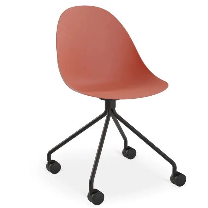 Breeze Coral Shell Seat Pyramid Base with Castors Dining Chair
