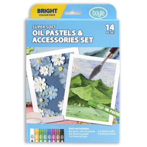 Bright Oil Pastels Colors and Accessories - 14pc Set