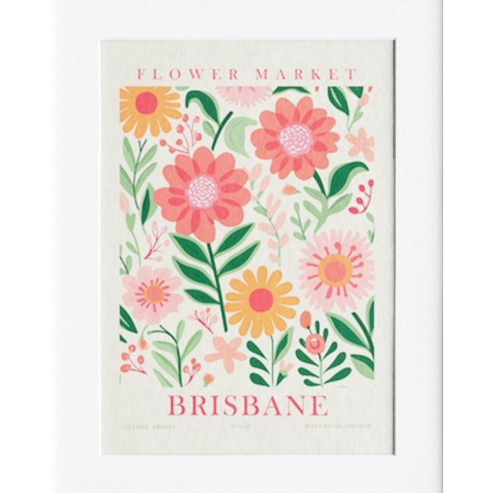 Brisbane Flower Market Mounted Print Wall Decor - 40x50cms