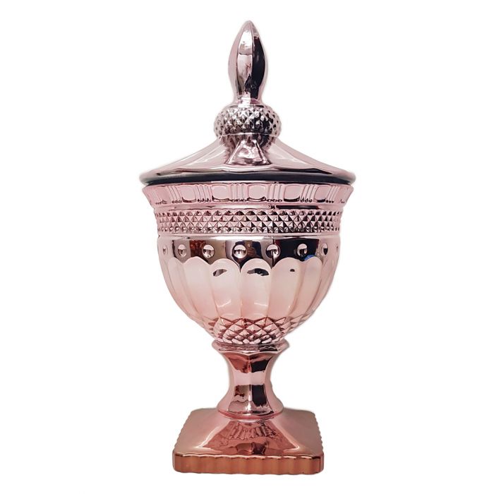 Buckingham Circle Pattern Crystal Glass Jar - Available in 3 Colors