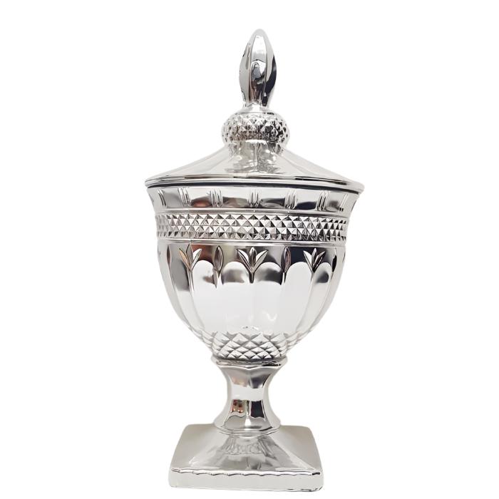 Buckingham Circle Pattern Crystal Glass Jar - Available in 3 Colors