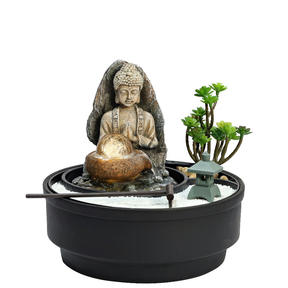 Buddha Sandpit Flow Polyresin Fountain Tabletop Decor