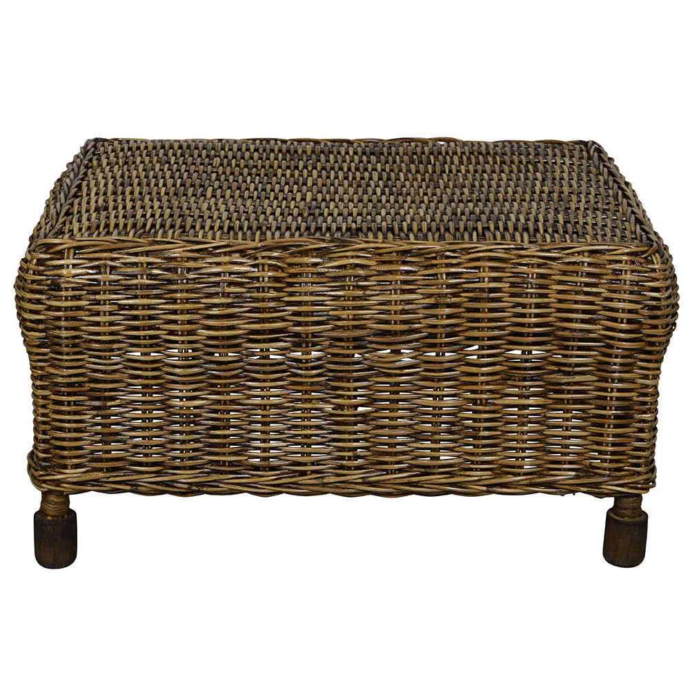 Bulge Rattan Footrest Ottoman - Antique Brown