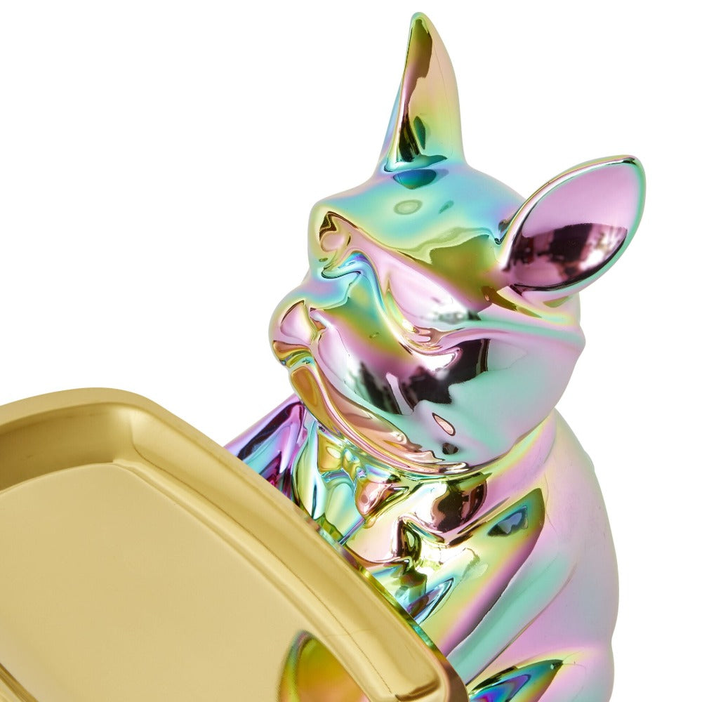 Bulldog Designer Trinket Tray - Metallic Rainbow