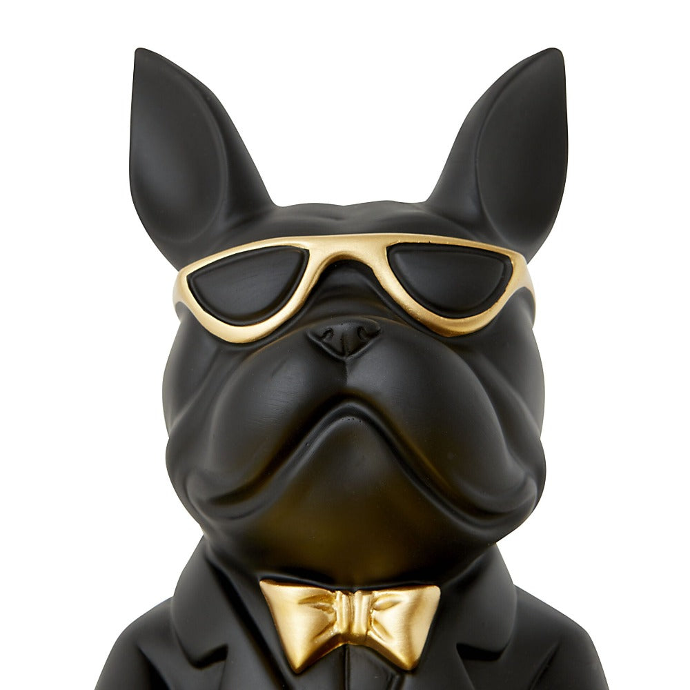 Bulldog Designer Trinket Tray - Black & Gold