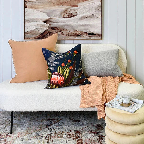 Burnt Orange Oversize Square Linen Cushion - 60x60cms