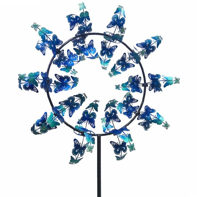 Butterflies Magic In Motion Garden Wind Spinner - Blue Wave