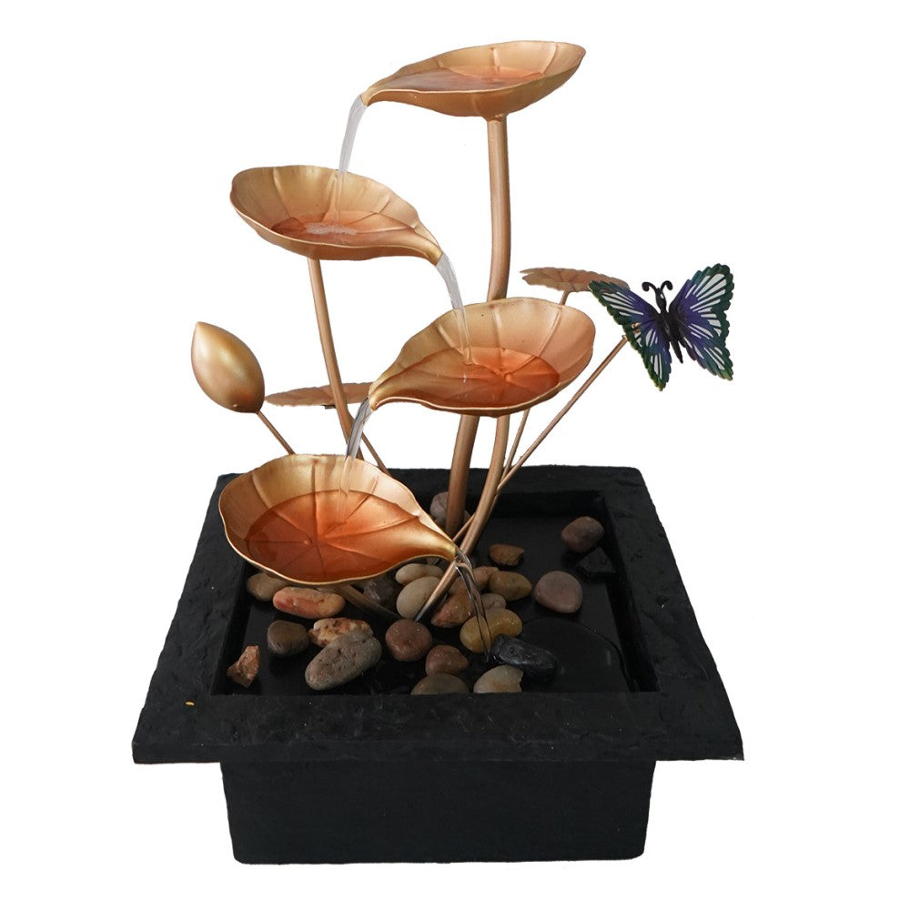 Butterfly Lily Polyresin Fountain Tabletop Decor