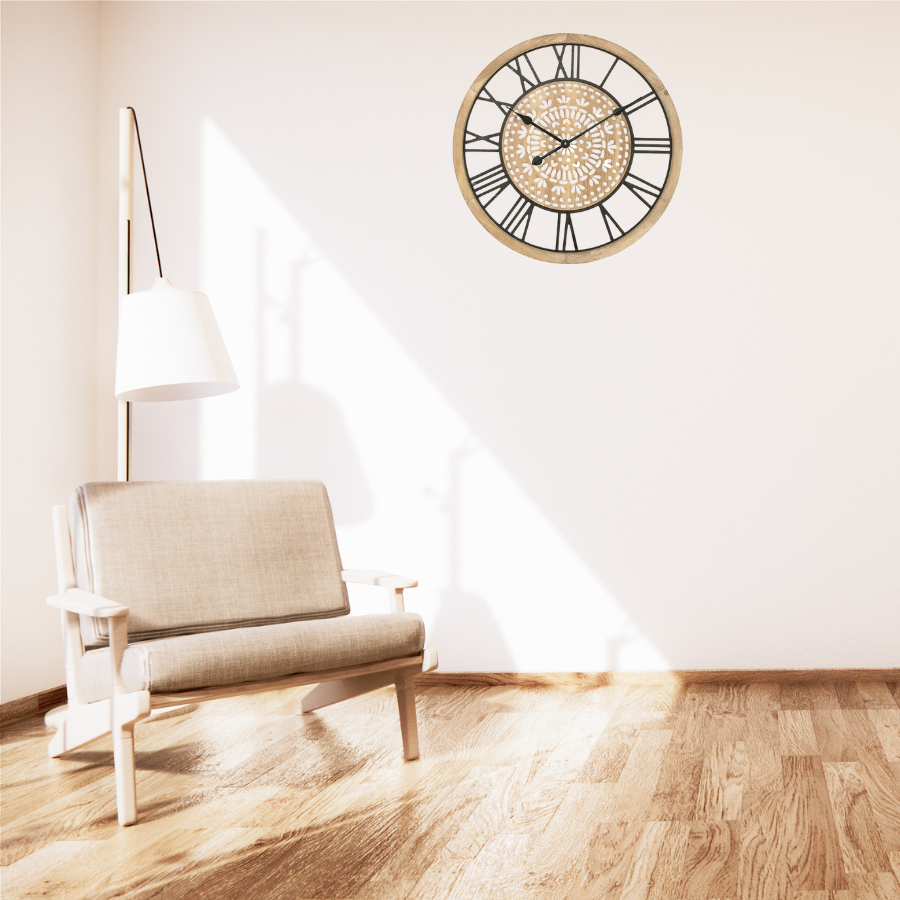Carved Industro-Hamptons Wall Clock