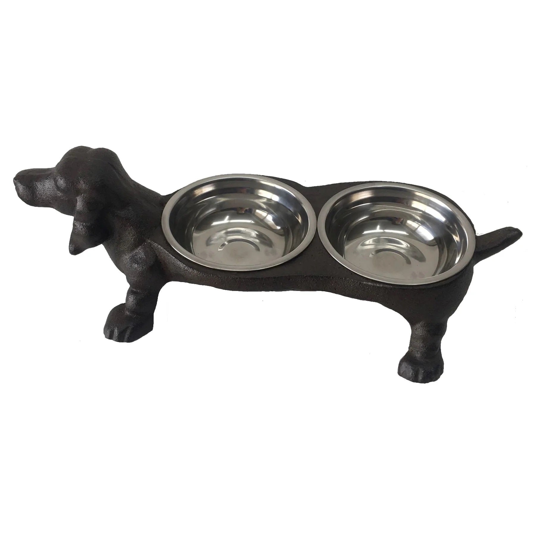 Cast Iron Dog Raised Twin Pet Bowls