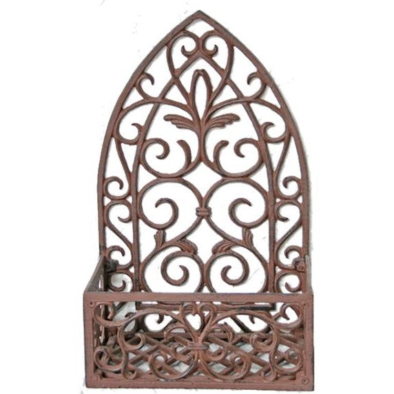 Cast Iron Floral Motif Wall Hanging Plant Pot Stand