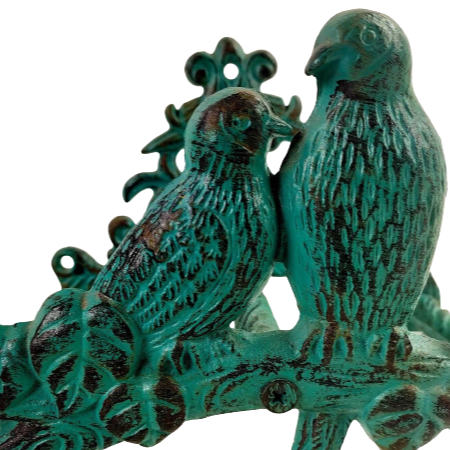 Cast Iron Love Birds Wall Mount Hose Hanger - Verdigris