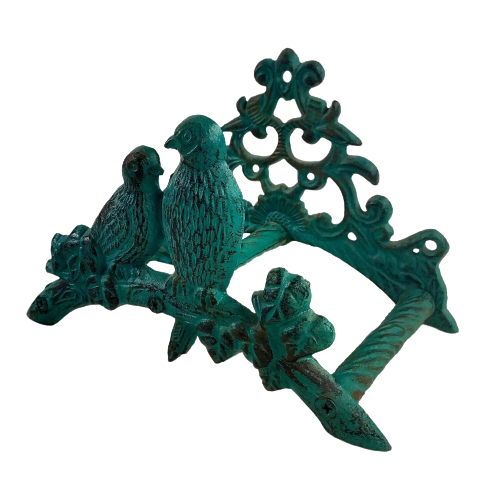 Cast Iron Love Birds Wall Mount Hose Hanger - Verdigris