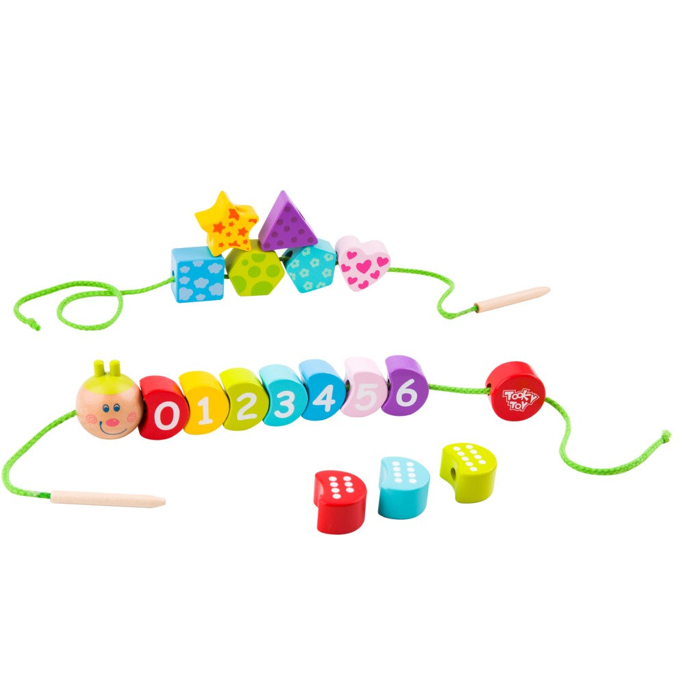 Caterpillar Numbers Laced Wooden Blocks Play Toy
