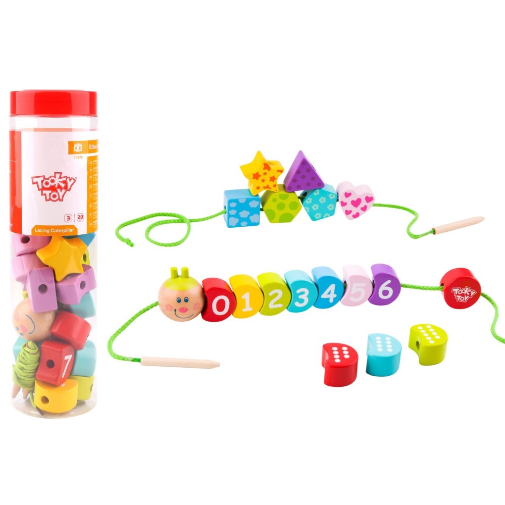 Caterpillar Numbers Laced Wooden Blocks Play Toy