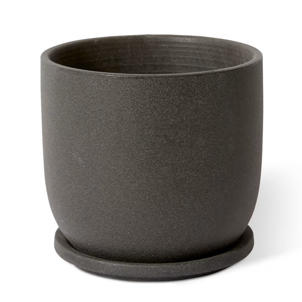 Cermaic Allegra Pot with Saucer - Available in 3 colors - 19 x 19 x 18cms