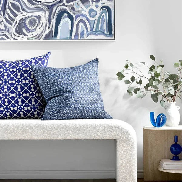 Chameleon Navy Linen Cushion - 60x60cms