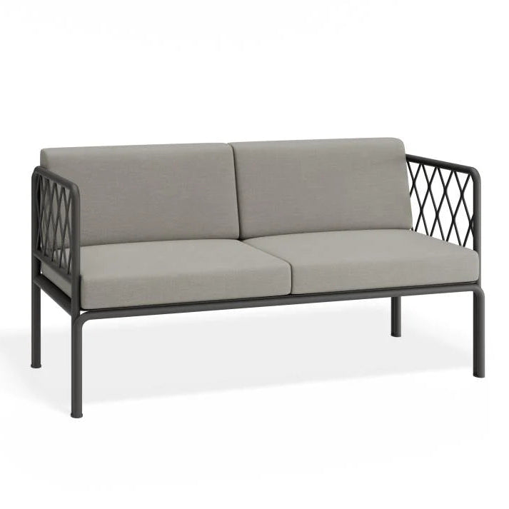 Charcoal 2- Seater Outdoor Chair with Cushion - Sandy Grey