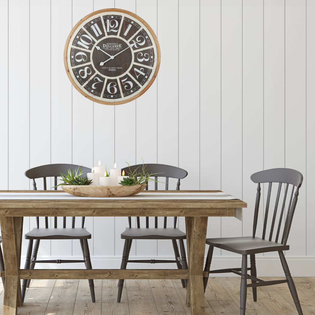 Charming Distressed Grid Wall Clock 68cms