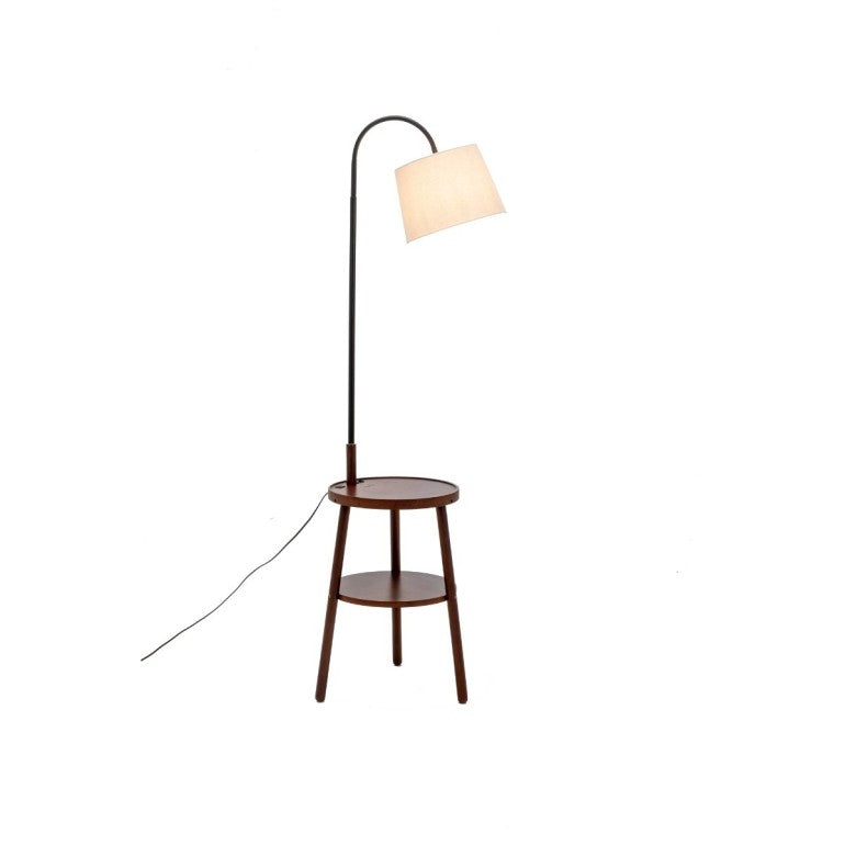 Rubberwood Lamp with Shelves - Available 3 Colors