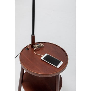 Rubberwood Lamp with Shelves - Available 3 Colors