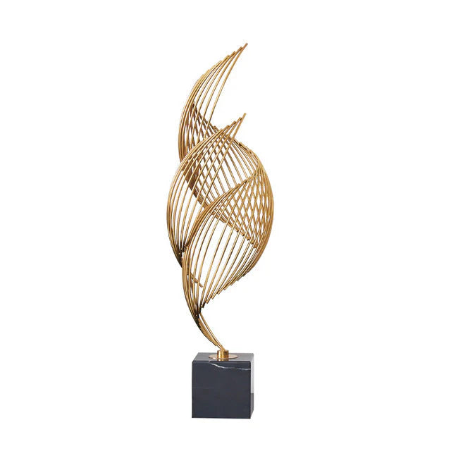 Chic Anyhouz Tabletop Spiral Leaves Gold Metal Decor 46cms