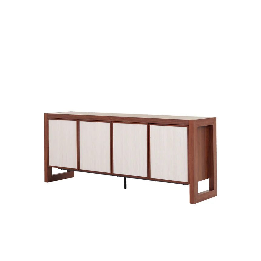 Chic Beige Door Sideboard Unit 195cms - Walnut