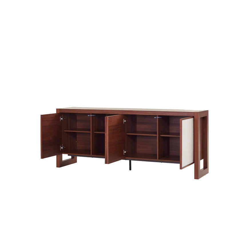 Chic Beige Door Sideboard Unit 195cms - Walnut